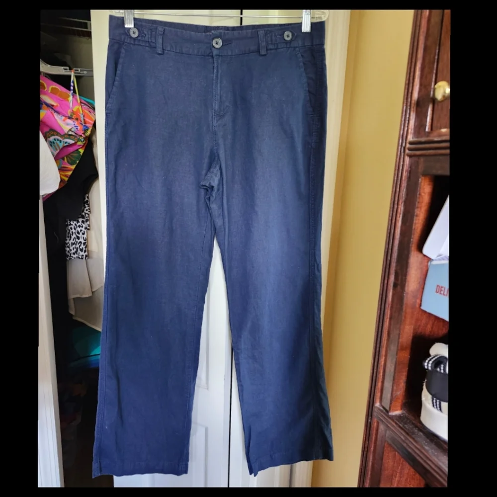 Banana Republic Navy Blue Linen Cotton Trousers Size W30●